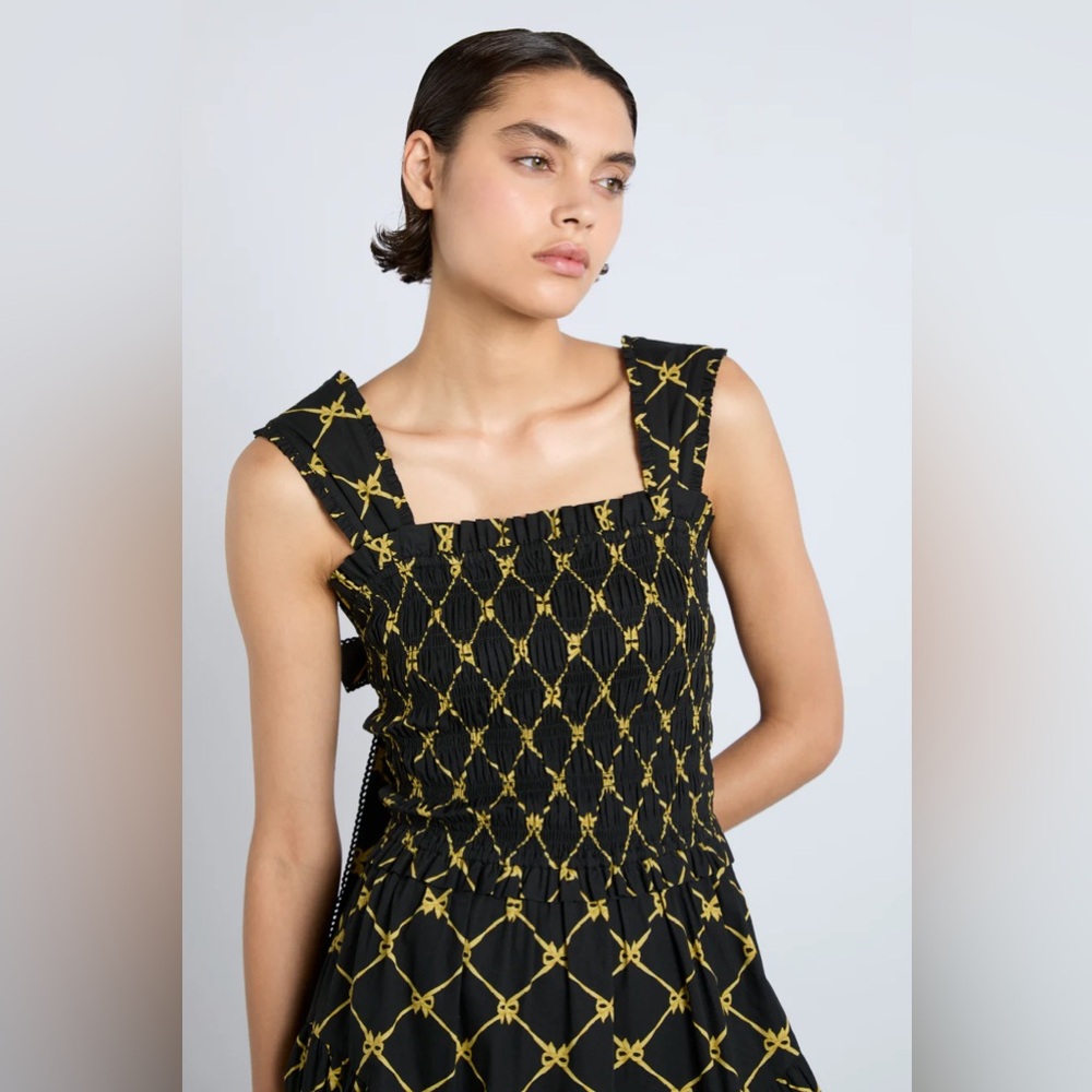 New Damson Madder Tish midi dress in black bow print - Picture 5 of 11